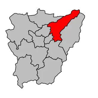 Kanton na mapě arrondissementu Aurillac