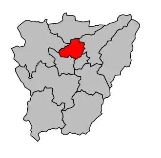 Kanton na mapě arrondissementu Aurillac