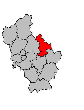 Kanton na mapě arrondissementu Tulle