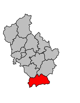 Kanton na mapě arrondissementu Tulle