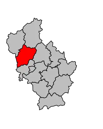 Kanton na mapě arrondissementu Tulle