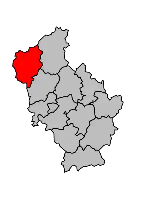 Kanton na mapě arrondissementu Tulle