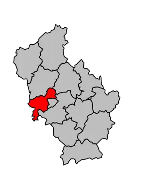 Kanton na mapě arrondissementu Tulle