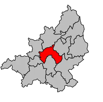 Kanton na mapě arrondissementu Aubusson