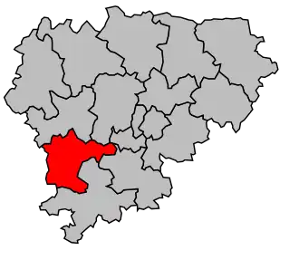 Kanton na mapě arrondissementu Guéret