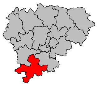 Kanton na mapě arrondissementu Guéret