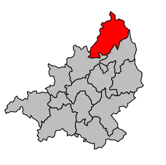 Kanton na mapě arrondissementu Aubusson