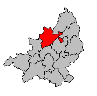 Kanton na mapě arrondissementu Aubusson