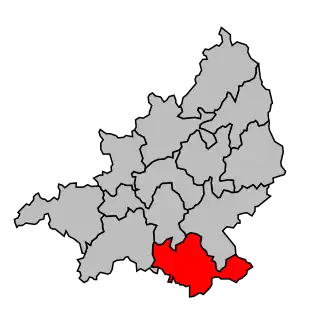 Kanton na mapě arrondissementu Aubusson