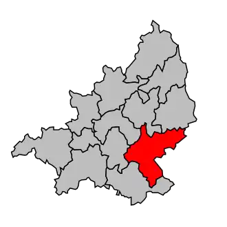 Kanton na mapě arrondissementu Aubusson