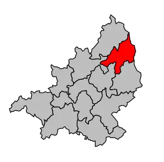 Kanton na mapě arrondissementu Aubusson