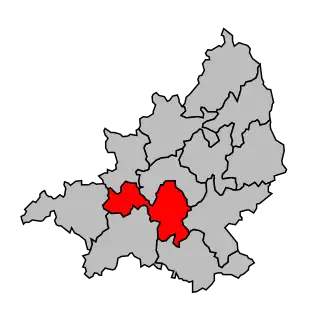 Kanton na mapě arrondissementu Aubusson