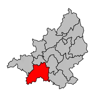 Kanton na mapě arrondissementu Aubusson