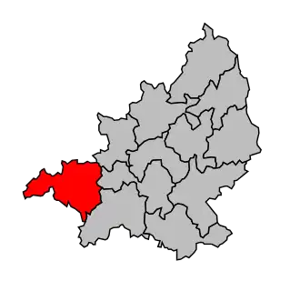 Kanton na mapě arrondissementu Aubusson