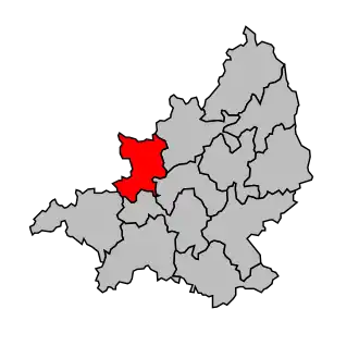 Kanton na mapě arrondissementu Aubusson