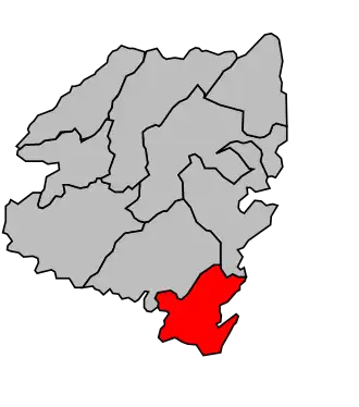 Kanton na mapě arrondissementu Sartène