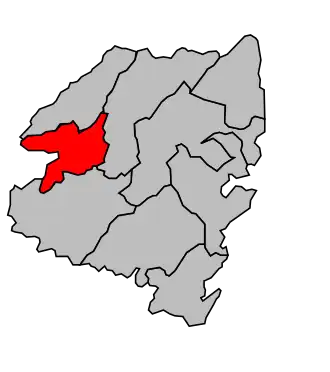 Kanton na mapě arrondissementu Sartène