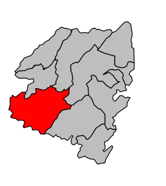 Kanton na mapě arrondissementu Sartène