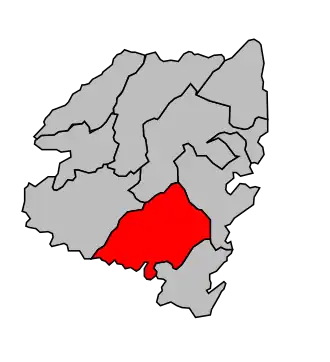 Kanton na mapě arrondissementu Sartène