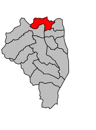 Kanton na mapě arrondissementu Corte