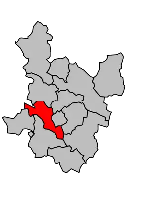 Kanton na mapě arrondissementu Alès