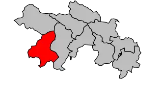 Kanton na mapě arrondissementu Le Vigan