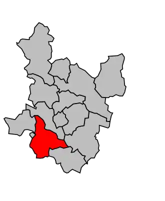 Kanton na mapě arrondissementu Alès