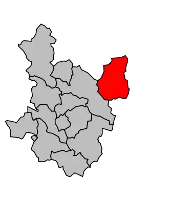 Kanton na mapě arrondissementu Alès