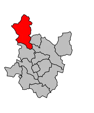 Kanton na mapě arrondissementu Alès