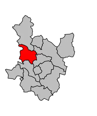 Kanton na mapě arrondissementu Alès