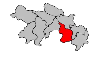 Kanton na mapě arrondissementu Le Vigan