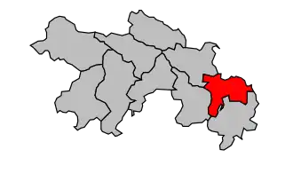 Kanton na mapě arrondissementu Le Vigan