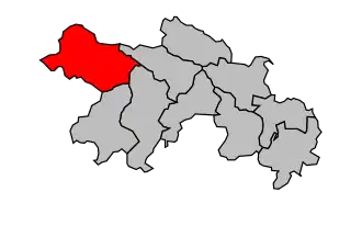 Kanton na mapě arrondissementu Le Vigan