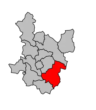 Kanton na mapě arrondissementu Alès