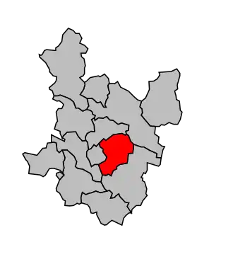 Kanton na mapě arrondissementu Alès