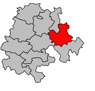 Kanton na mapě arrondissementu Muret