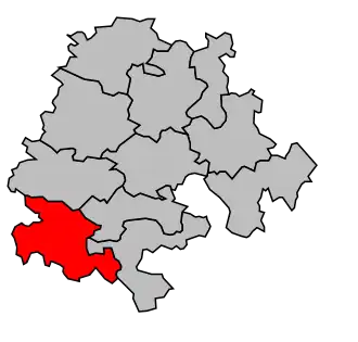 Kanton na mapě arrondissementu Muret