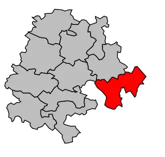 Kanton na mapě arrondissementu Muret