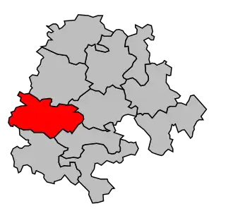 Kanton na mapě arrondissementu Muret