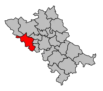 Kanton na mapě arrondissementu Toulouse