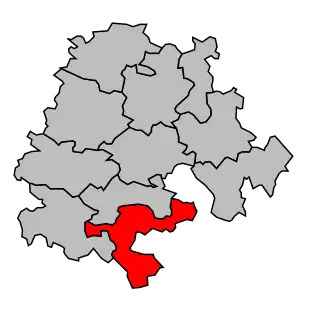 Kanton na mapě arrondissementu Muret