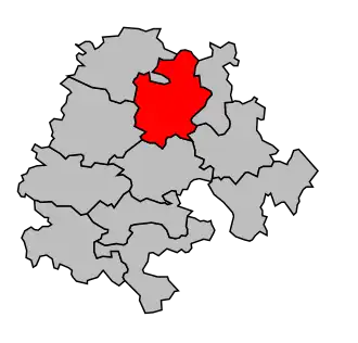 Kanton na mapě arrondissementu Muret