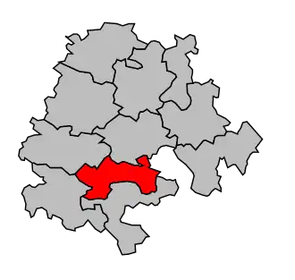 Kanton na mapě arrondissementu Muret