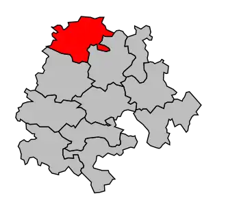 Kanton na mapě arrondissementu Muret