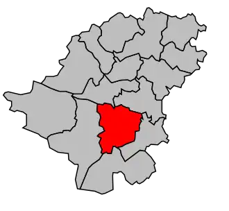 Kanton na mapě arrondissementu Langon