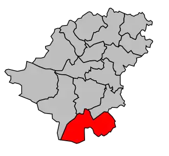 Kanton na mapě arrondissementu Langon