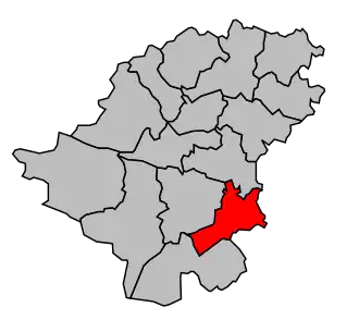 Kanton na mapě arrondissementu Langon