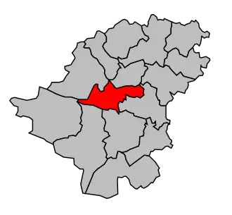 Kanton na mapě arrondissementu Langon