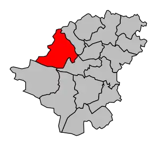 Kanton na mapě arrondissementu Langon