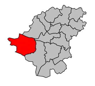 Kanton na mapě arrondissementu Langon